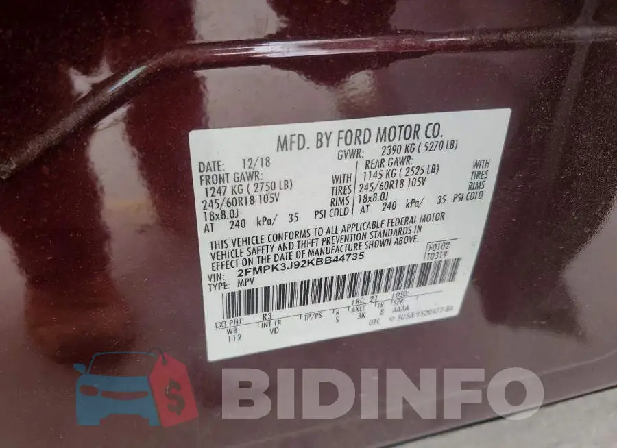 2FMPK3J92KBB44735 Photo# 13