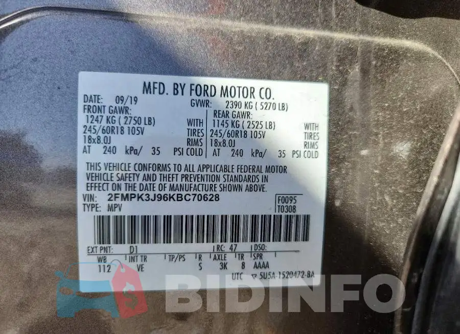 2FMPK3J96KBC70628 Photo# 13