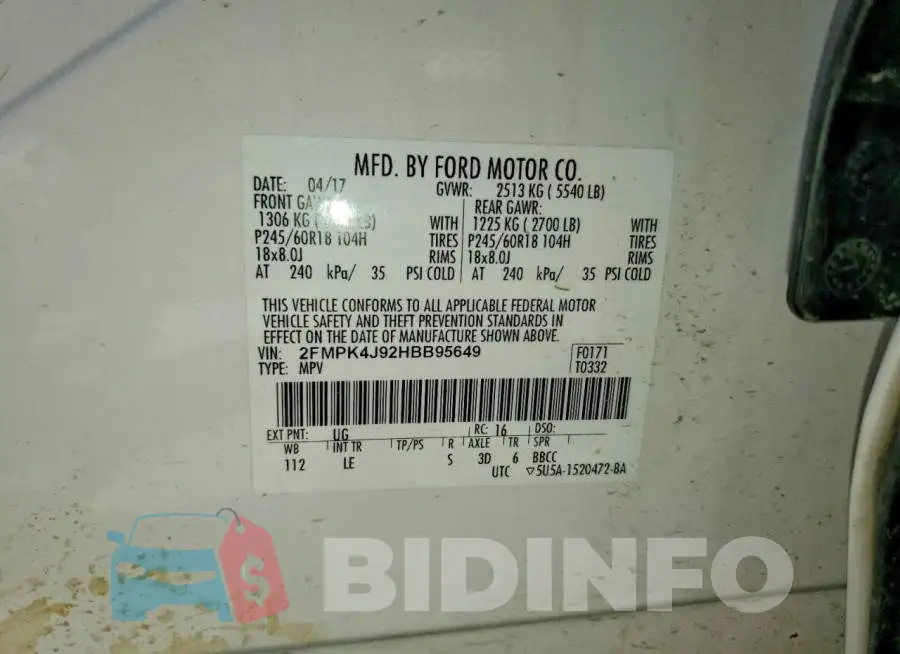 2FMPK4J92HBB95649 Photo# 13