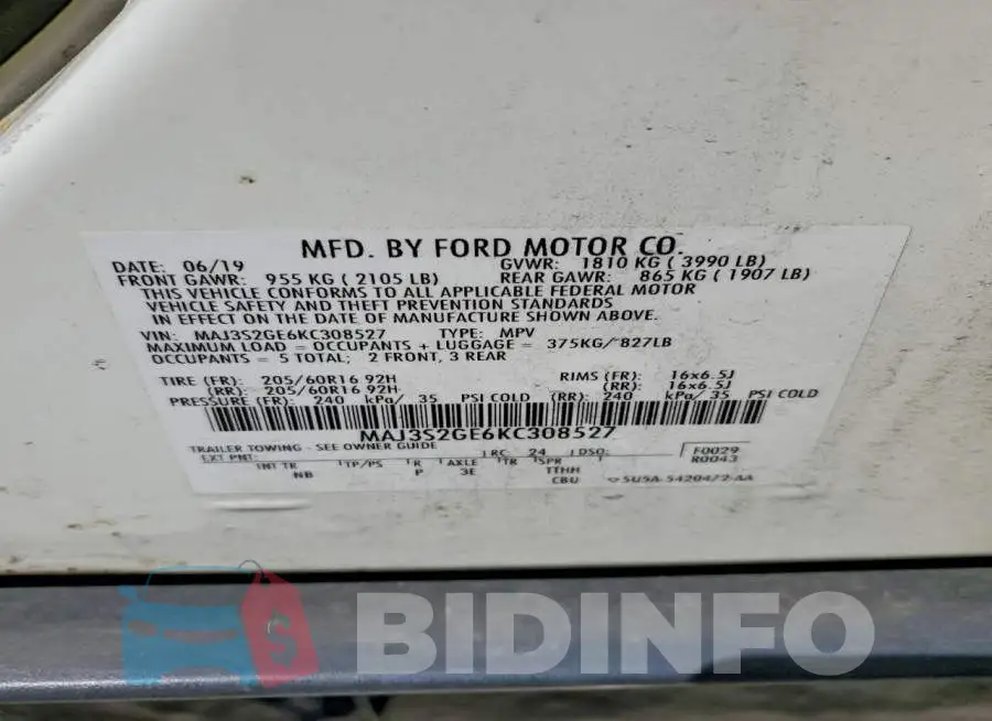 MAJ3S2GE6KC308527 Photo# 13