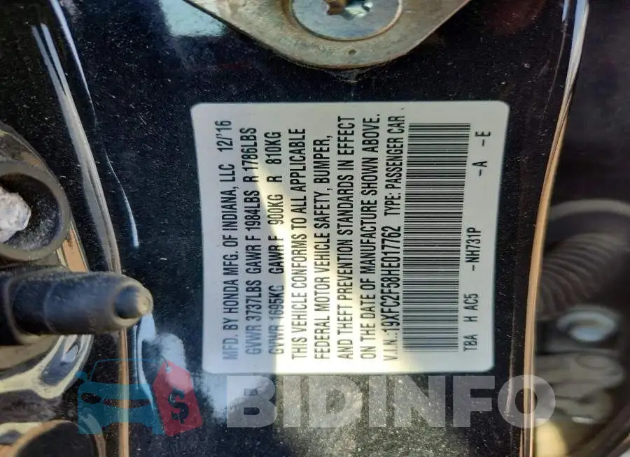 19XFC2F58HE017762 Photo# 13