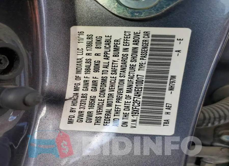 19XFC2F74HE010017 Photo# 12