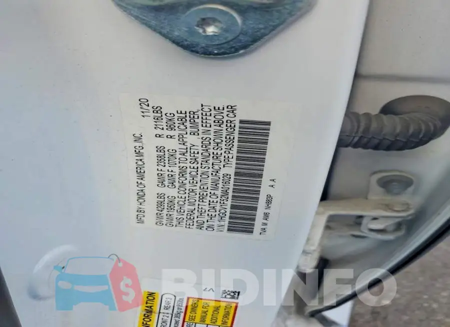 1HGCV1F52MA016029 Photo# 12