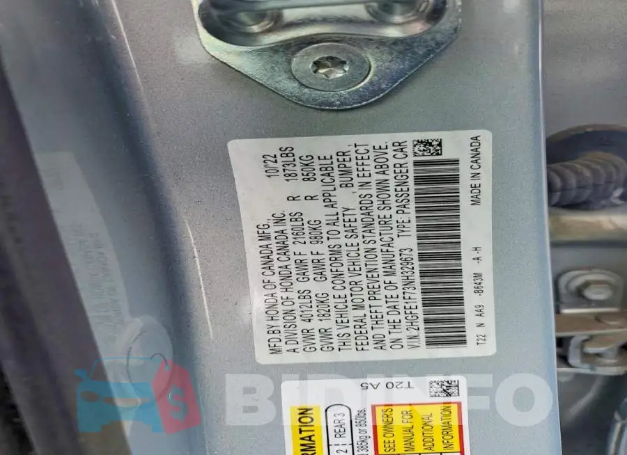 2HGFE1F73NH329673 Photo# 12