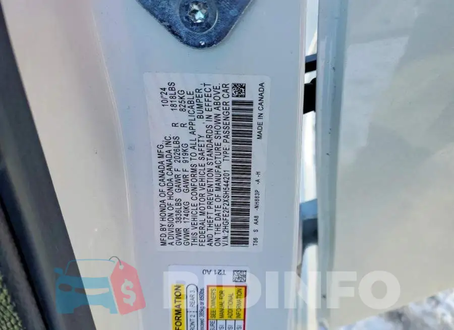 2HGFE2F2XSH544201 Photo# 12