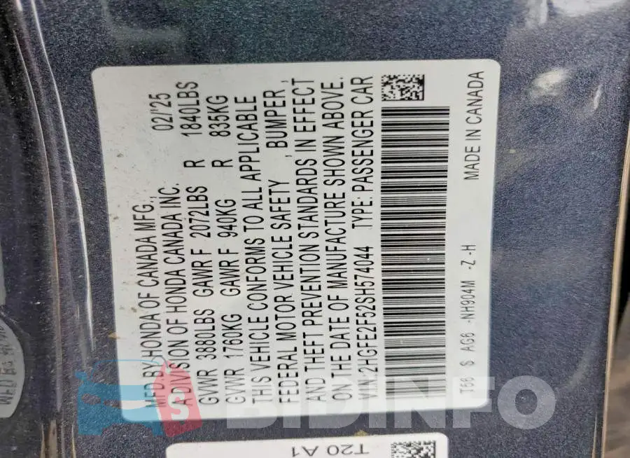 2HGFE2F52SH574044 Photo# 13