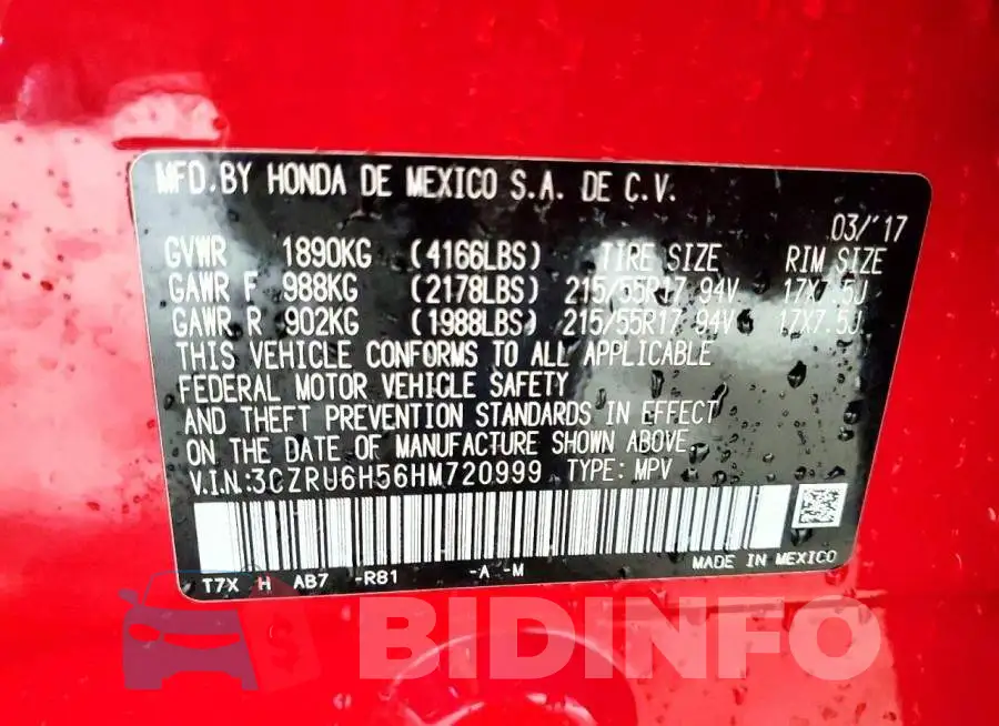 3CZRU6H56HM720999 Photo# 12