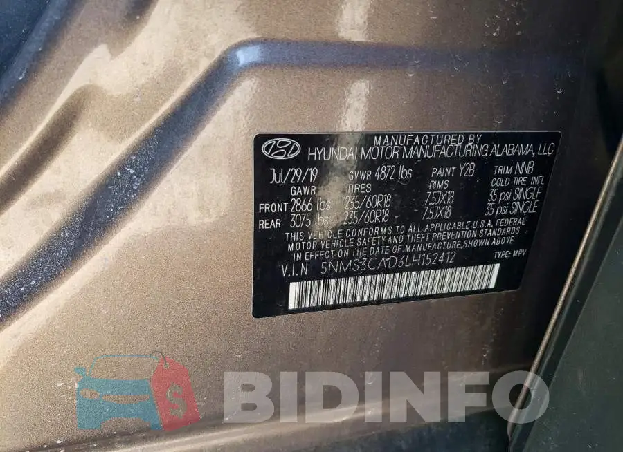 5NMS3CAD3LH152412 Photo# 13
