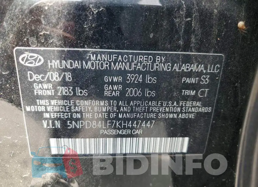 5NPD84LF7KH447447 Photo# 12