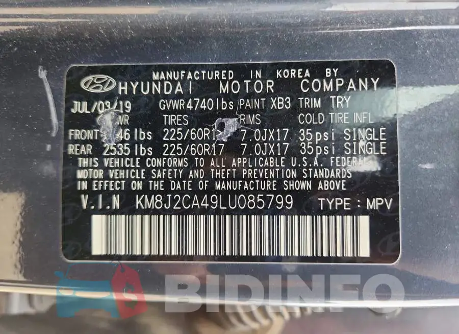 KM8J2CA49LU085799 Photo# 12