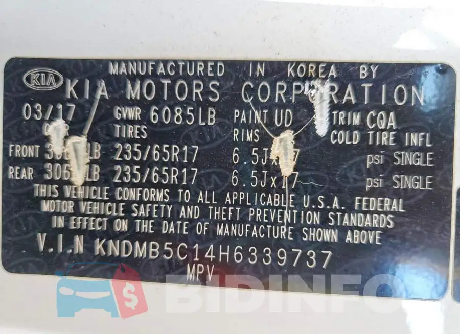 KNDMB5C14H6339737 Photo# 13