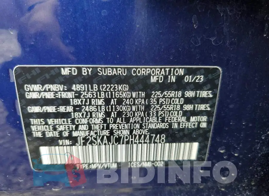JF2SKAJC7PH444748 Photo# 14