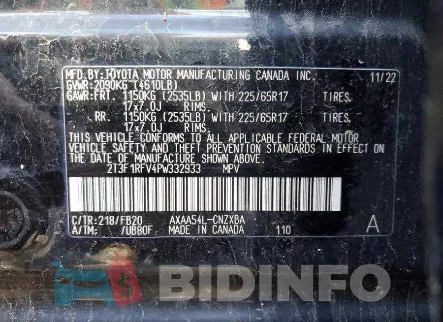 2T3F1RFV4PW332933 Photo# 13