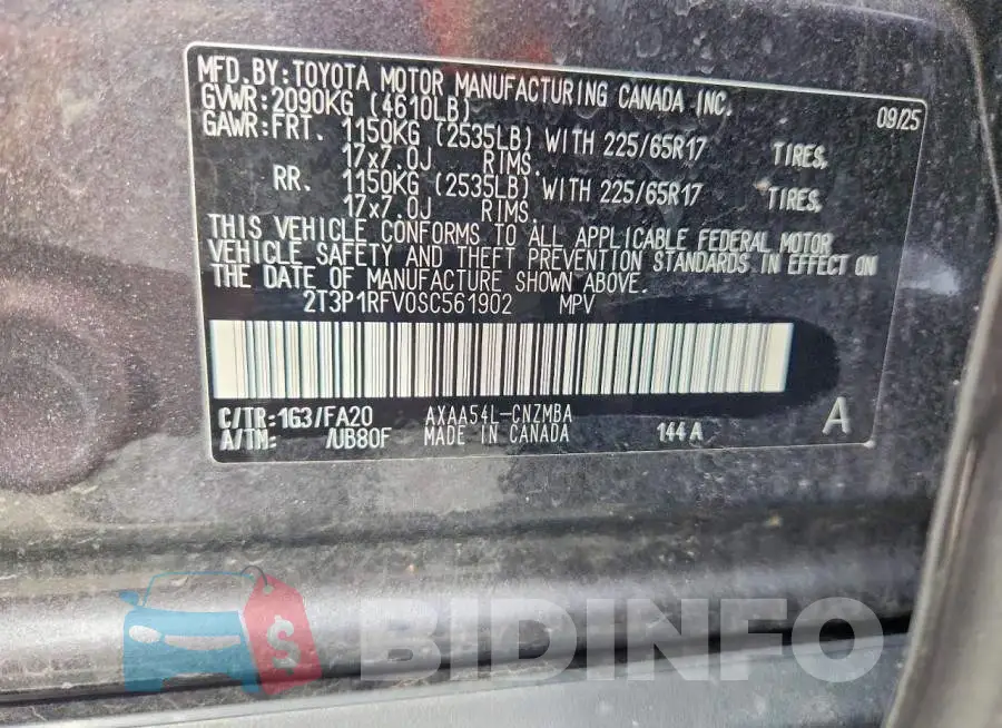 2T3P1RFV0SC561902 Photo# 13
