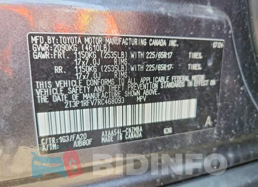 2T3P1RFV7RC468093 Photo# 13