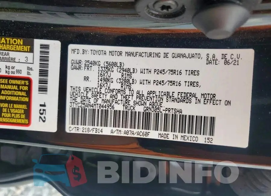 3TYCZ5AN4MT044956 Photo# 13