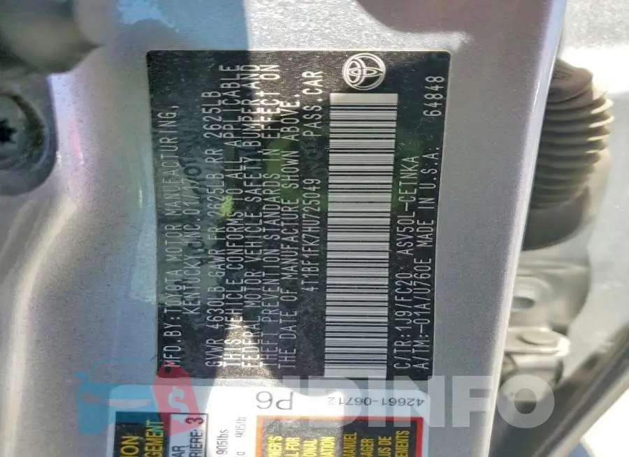 4T1BF1FK7HU725049 Photo# 13