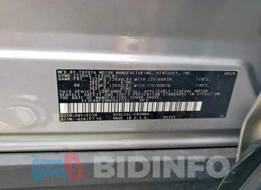 4T3E6RFV8MU007033 Photo# 12