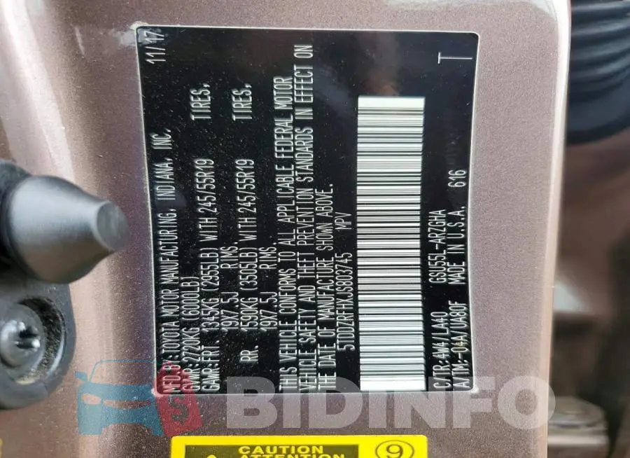 5TDDZRFHXJS803745 Photo# 14