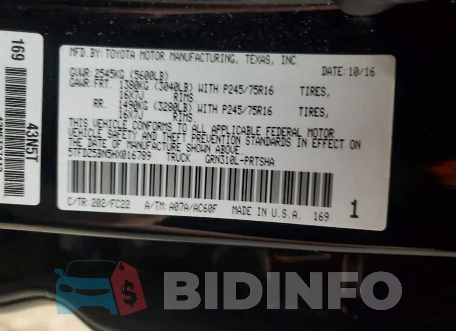 5TFDZ5BN5HX016789 Photo# 12
