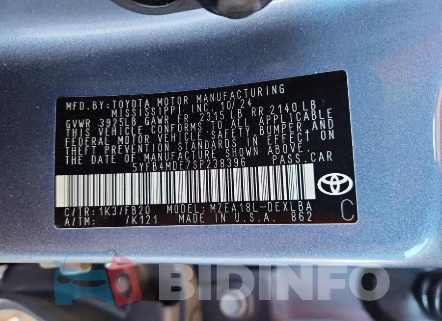 5YFB4MDE7SP238396 Photo# 12