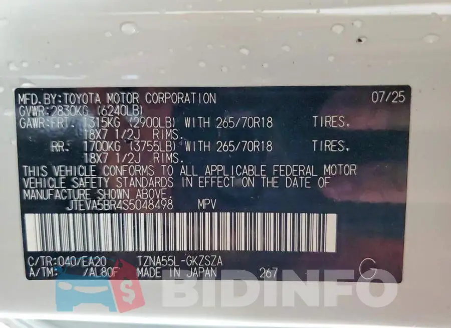JTEVA5BR4S5048498 Photo# 12