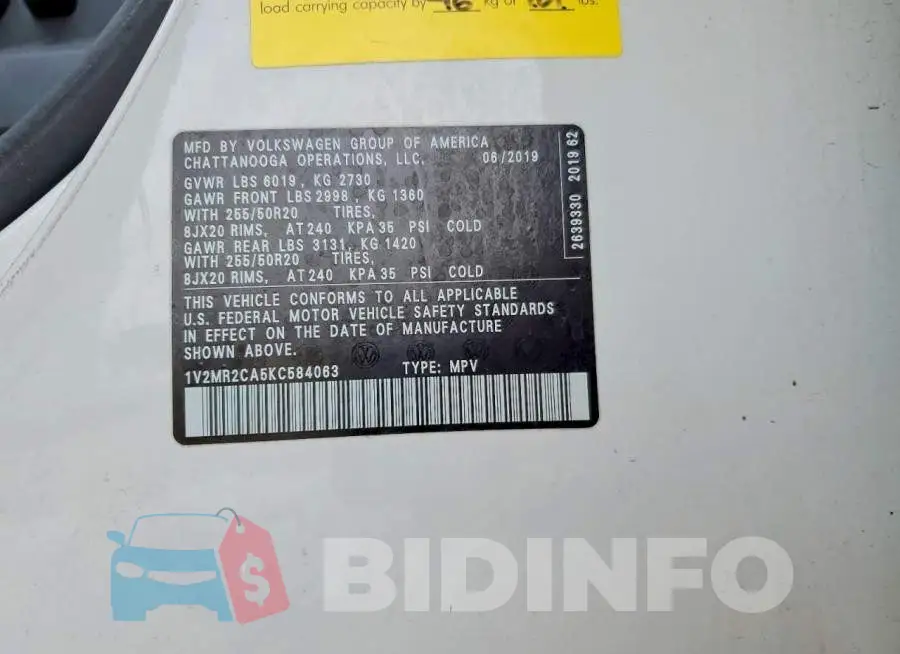 1V2MR2CA5KC584063 Photo# 12