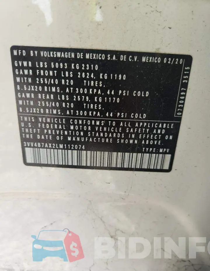 3VV4B7AX2LM112074 Photo# 14