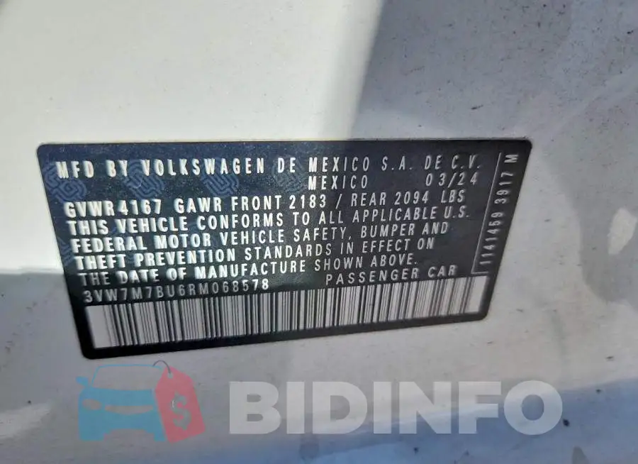 3VW7M7BU6RM068578 Photo# 13