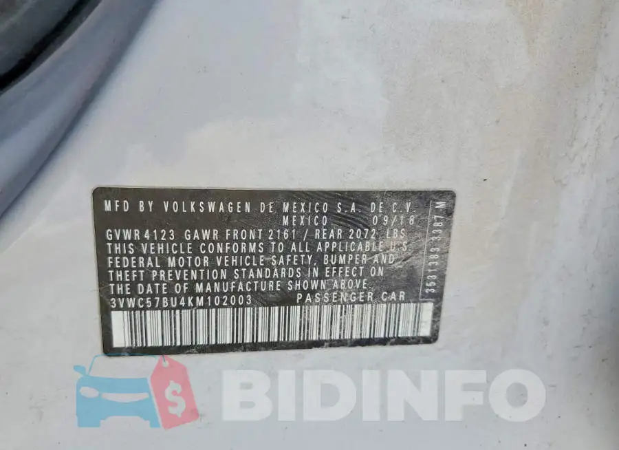 3VWC57BU4KM102003 Photo# 12