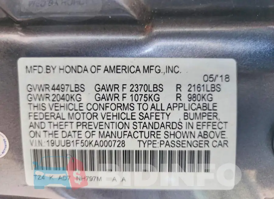 19UUB1F50KA000728 Photo# 12