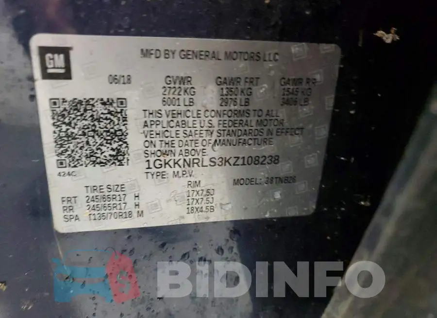 1GKKNRLS3KZ108238 Photo# 13