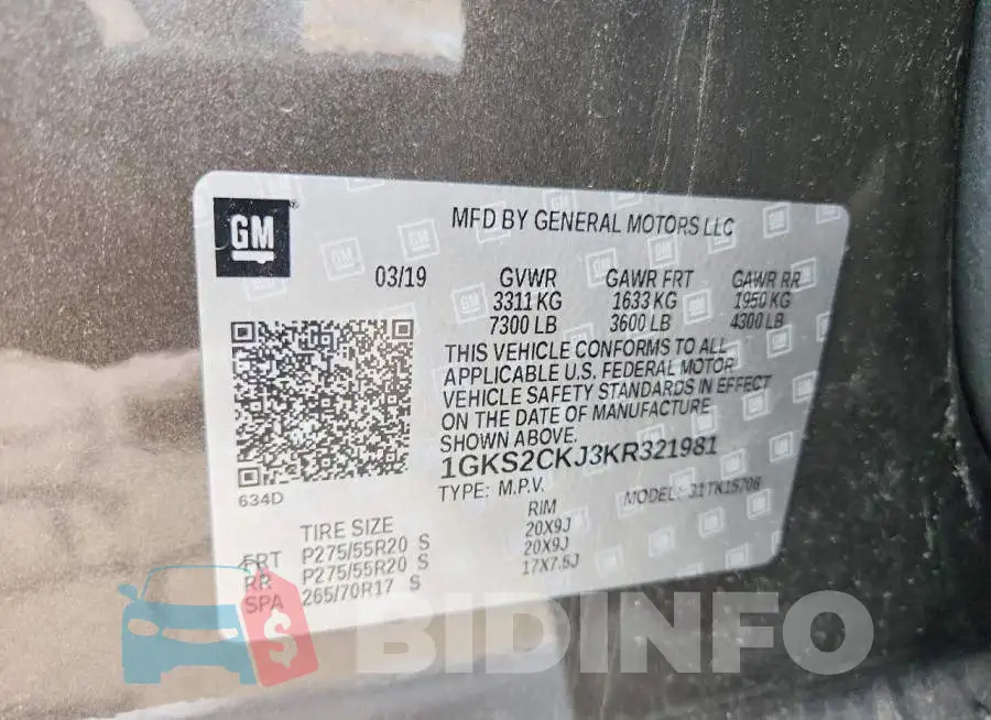 1GKS2CKJ3KR321981 Photo# 13