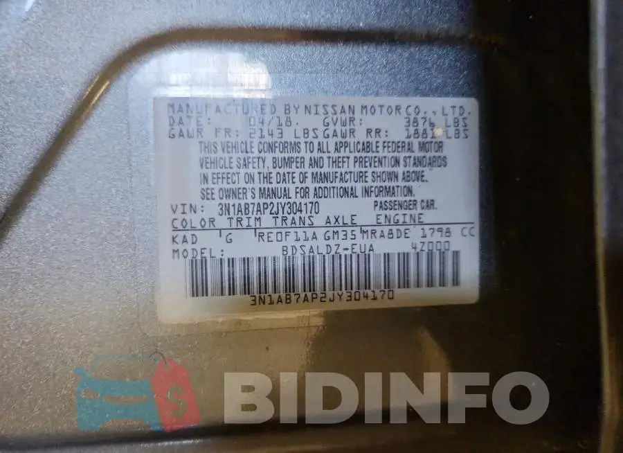 3N1AB7AP2JY304170 Photo# 12