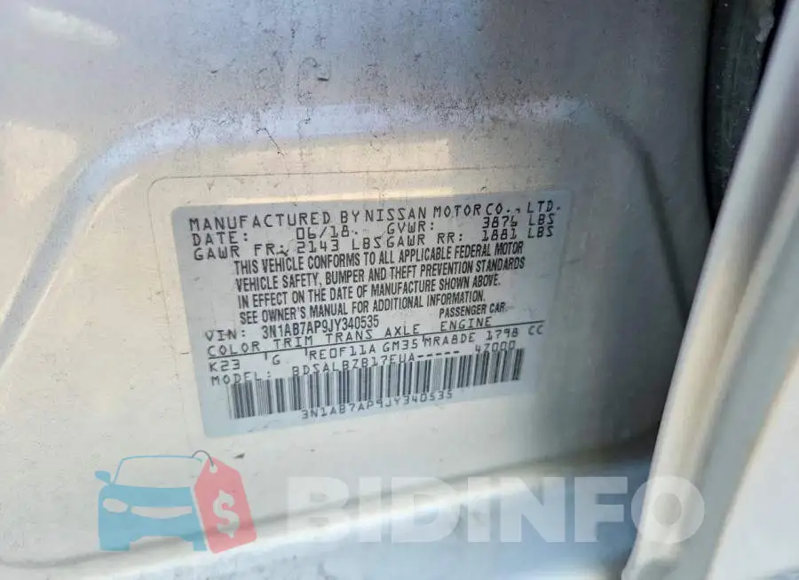 3N1AB7AP9JY340535 Photo# 12