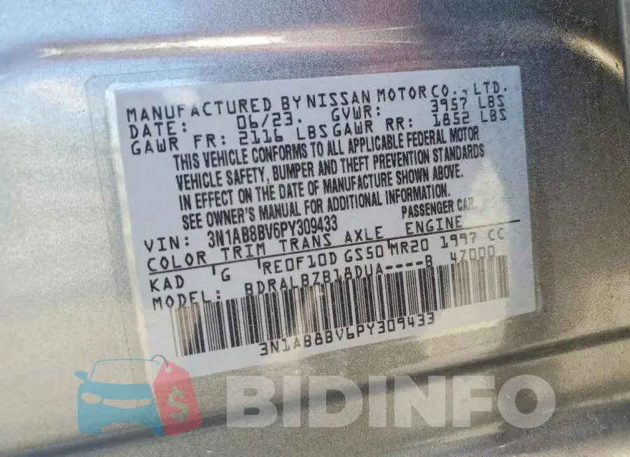 3N1AB8BV6PY309433 Photo# 12