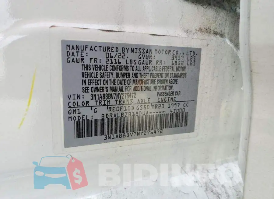 3N1AB8BV7NY276472 Photo# 12
