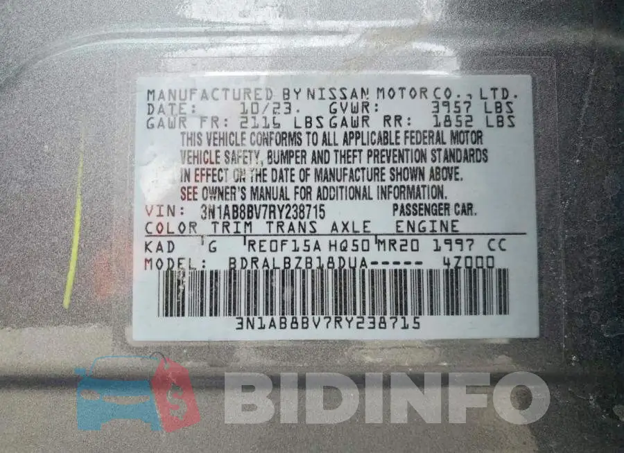 3N1AB8BV7RY238715 Photo# 12