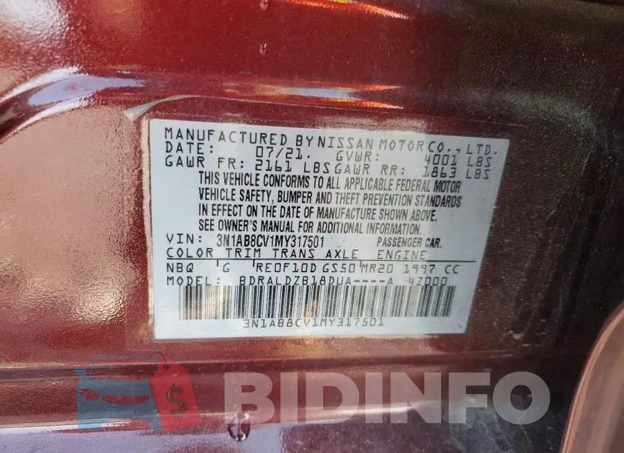 3N1AB8CV1MY317501 Photo# 12