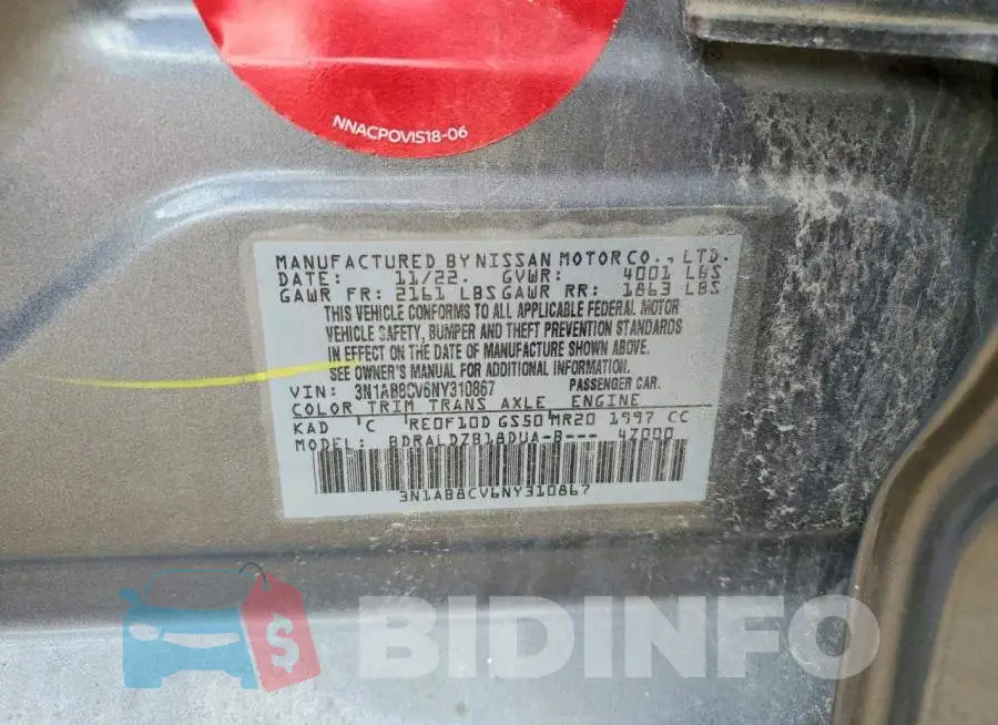 3N1AB8CV6NY310867 Photo# 12