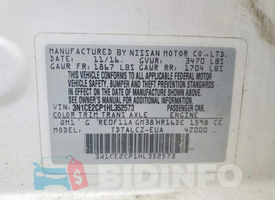 3N1CE2CP1HL352573 Photo# 12