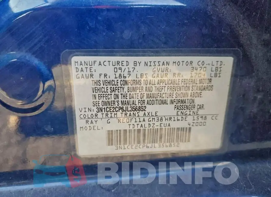 3N1CE2CP6JL356852 Photo# 14