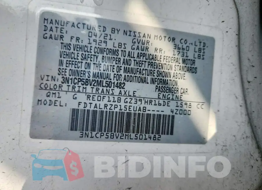 3N1CP5BV2ML501482 Photo# 14