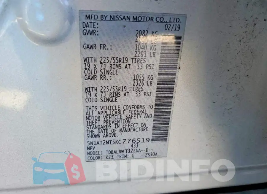 5N1AT2MT5KC776519 Photo# 13