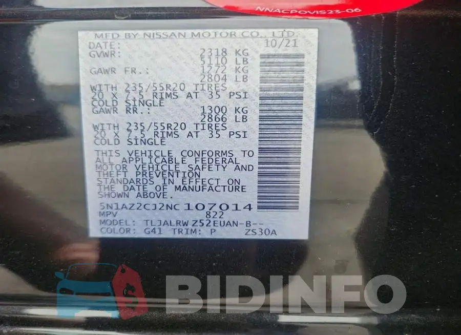 5N1AZ2CJ2NC107014 Photo# 12
