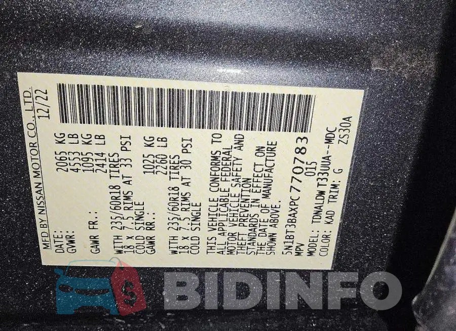 5N1BT3BAXPC770783 Photo# 13
