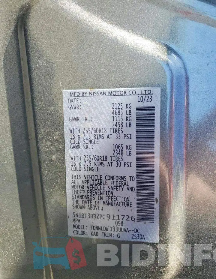 5N1BT3BB2PC911726 Photo# 14