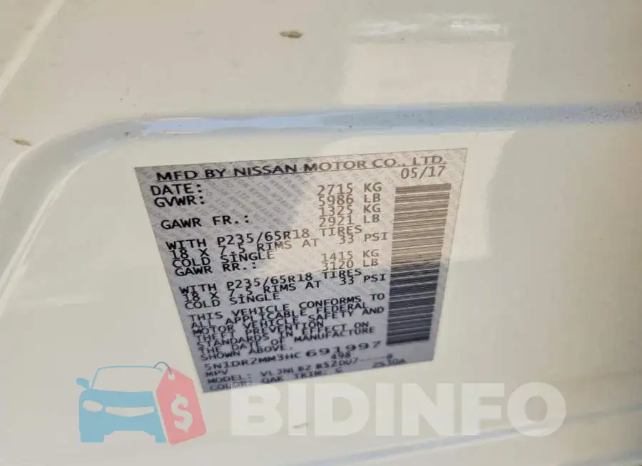 5N1DR2MM3HC691997 Photo# 13