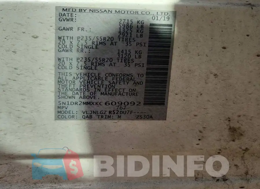 5N1DR2MMXKC609092 Photo# 12