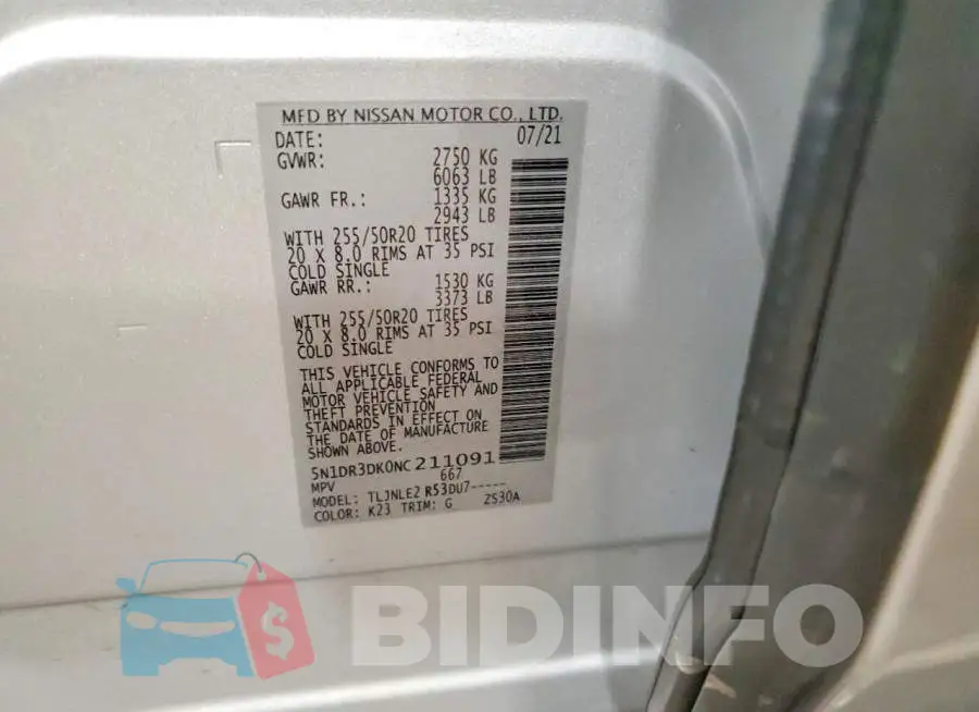 5N1DR3DK0NC211091 Photo# 13